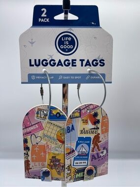 Life is Good Luggage Tags - Colorful Travel Patch Design (2 Pack)